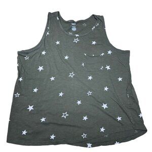Sonoma Green Star Print Womens Tank Top 100% Cotton Size L
